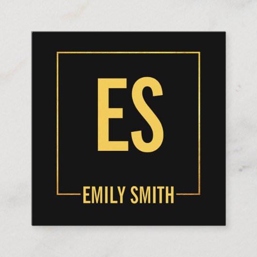 Elegant Gold Kiss en Lijst Monogram Vierkante Visitekaartje (Voorkant)