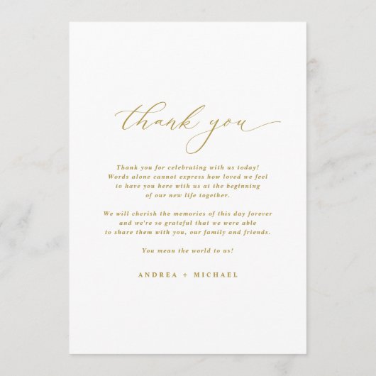 Elegant Gold klassieke bruiloft Menu (Achterkant)