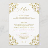 Elegant Gold  klassieke bruiloft Menu (Voorkant)
