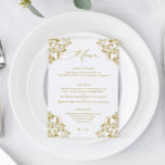 Elegant Gold  klassieke bruiloft Menu<br><div class="desc">Elegant Gold Wedding Menu: dit luxe klassieke huwelijksmenu is perfect voor een elegante,  klassieke bruiloft. Het kenmerkt een   grens met moderne en elegante kalligrafie. Bekijk hieronder alle overeenkomende elegante goudtrouwproducten.</div>