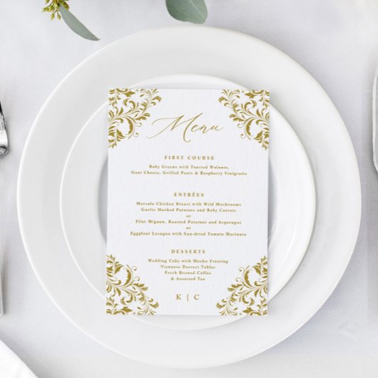 Elegant Gold  klassieke bruiloft Menu
