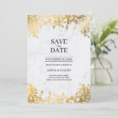 Elegant Gold laat marmer de datum van het huwelijk Kaart (Staand voorkant)