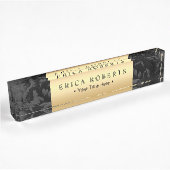 Elegant Gold Label Classy Black Floral Naambordje