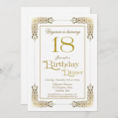 Elegant  Gold Lace 18th Birthday Dinner Kaart (Voorkant / Achterkant)