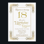 Elegant  Gold Lace 18th Birthday Dinner Kaart<br><div class="desc">Een elegante  gouden kant 18e verjaardag uitnodiging voor een feestje.</div>