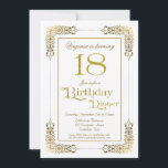 Elegant  Gold Lace 18th Birthday Dinner Kaart<br><div class="desc">Een elegante  gouden kant 18e verjaardag uitnodiging voor een feestje.</div>