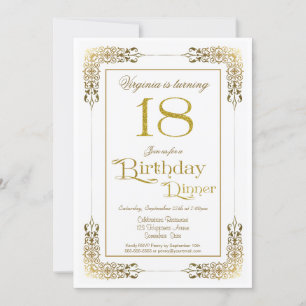 Elegant Gold Lace 18th Birthday Dinner Kaart