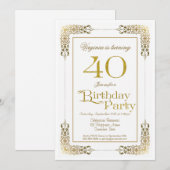 Elegant  Gold Lace 40e verjaardag Kaart (Voorkant / Achterkant)