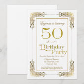 Elegant  Gold Lace 50e verjaardag Kaart (Voorkant / Achterkant)