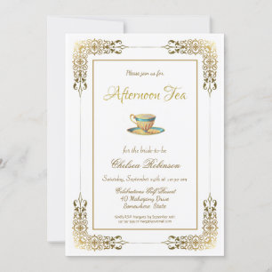 Elegant Gold Lace Aftermiddag Tea Vrijgezellenfees Kaart