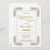Elegant  Gold Lace Birthday Dinner Party Kaart (Voorkant / Achterkant)