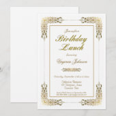 Elegant Gold Lace Birthday Lunch Kaart (Voorkant / Achterkant)