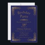 Elegant Gold Lace Blue 18th Birthday Party Kaart<br><div class="desc">Een aanpasbare elegante  gouden kant blauw 18e verjaardagsfeest uitnodiging.</div>