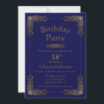 Elegant Gold Lace Blue 18th Birthday Party Kaart<br><div class="desc">Een aanpasbare elegante  gouden kant blauw 18e verjaardagsfeest uitnodiging.</div>