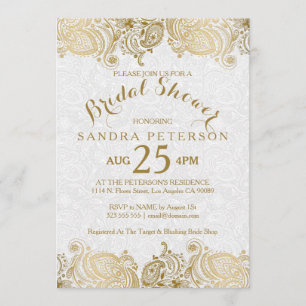 Elegant Gold Lace Bridal Shower Kaart