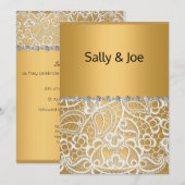 Elegant GOLD Lace Diamond Wedding Kaart (Voorkant / Achterkant)