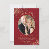 Elegant Gold Lace en Oval Foto van het gemarmerde  Save The Date (Voorkant)