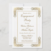 Elegant  Gold Lace Engagement Party Kaart (Voorkant)
