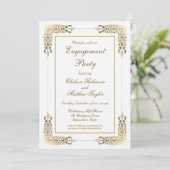Elegant Gold Lace Engagement Party Kaart (Staand voorkant)