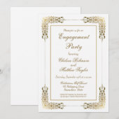 Elegant Gold Lace Engagement Party Kaart (Voorkant / Achterkant)
