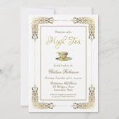 Elegant Gold Lace High Tea Vrijgezellenfeest Kaart (Voorkant)