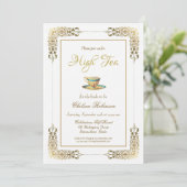 Elegant Gold Lace High Tea Vrijgezellenfeest Kaart (Staand voorkant)