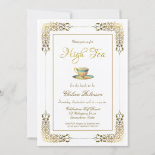 Elegant Gold Lace High Tea Vrijgezellenfeest Kaart