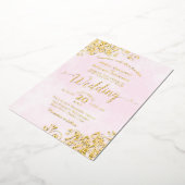 Elegant Gold Lace op Bleek roze Fancy bruiloft Folie Uitnodiging (Gedraaid)