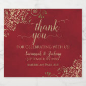 Elegant Gold Lace op het Rode Weddenschap Hartelij Bier Etiket (Enkel label)