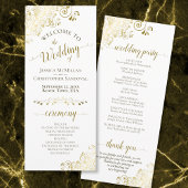 Elegant Gold Lace op White Wedding Programmakaart
