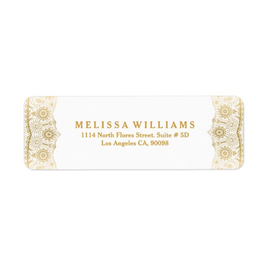 Elegant Gold Lace op witte achtergrond Etiket (Voorkant)