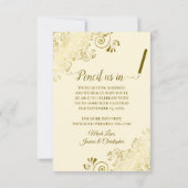 Elegant Gold Lace Oval Foto Ivory Cream Wedding Save The Date (Achterkant)