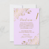 Elegant Gold Lace Oval Foto Lila Paars Weddenschap Save The Date (Achterkant)