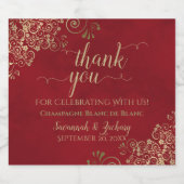 Elegant Gold Lace over de Krim Rood Weddenschap Ha Sparkling Wijnetiket (Enkel label)