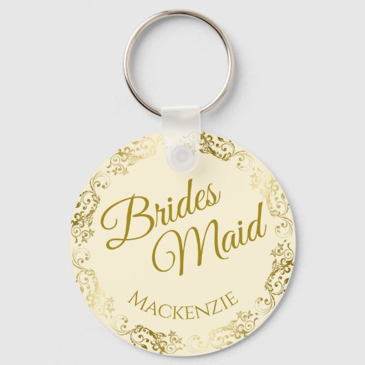 Elegant Gold Lace over het huwelijk tussen Cream B Sleutelhanger (Voorkant)