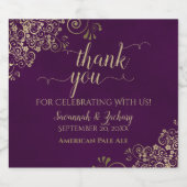 Elegant Gold Lace over het Paarse paardenhuwelijk  Bier Etiket (Enkel label)