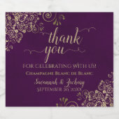 Elegant Gold Lace over het Paarse paardenhuwelijk  Sparkling Wijnetiket (Enkel label)