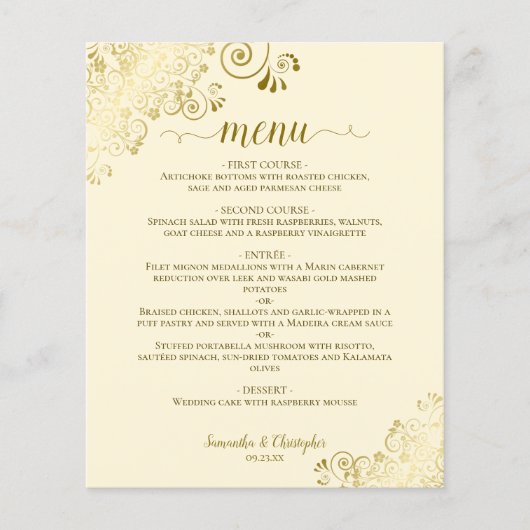 Elegant Gold Lace over het prijsbindingsmenu voor (Voorkant)