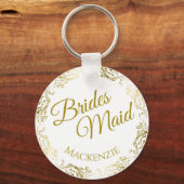 Elegant Gold Lace over het witte bruidshuwelijk Sleutelhanger (Voorkant)