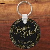 Elegant Gold Lace over het zwarte bruidshuwelijk Sleutelhanger (Voorkant)