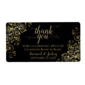 Elegant Gold Lace over het zwarte-budgethuwelijk Etiket (Voorkant)