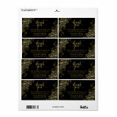 Elegant Gold Lace over het zwarte-budgethuwelijk Etiket (Full Sheet)