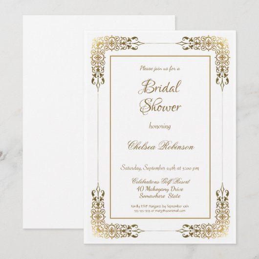 Elegant  Gold Lace Vrijgezellenfeest Kaart (Voorkant / Achterkant)