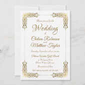 Elegant Gold  Lace Wedding Invitation Kaart (Voorkant)