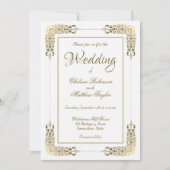 Elegant  Gold Lace Wedding Kaart (Voorkant)