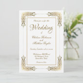 Elegant Gold Lace Wedding Kaart (Staand voorkant)