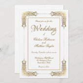 Elegant Gold Lace Wedding Kaart (Voorkant / Achterkant)