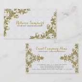 Elegant Gold Lace White Dammaskers Visitekaartje (Voorkant / Achterkant)