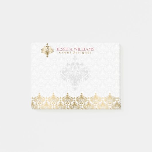 Elegant Gold Lace White Plush Dammaskers Post-it® Notes (Voorkant)