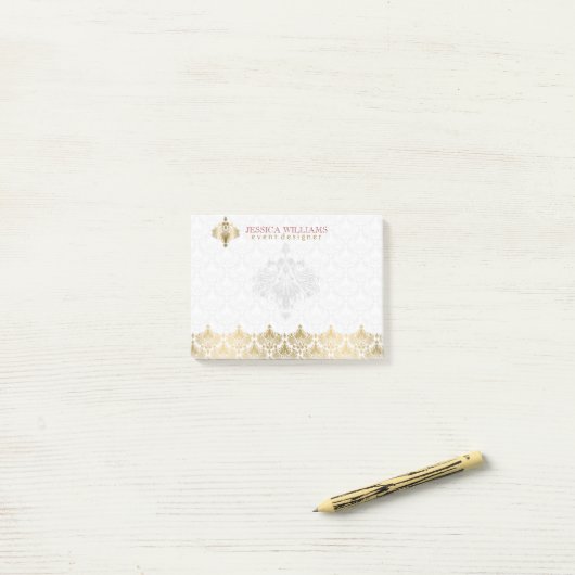 Elegant Gold Lace White Plush Dammaskers Post-it® Notes (Op bureau)